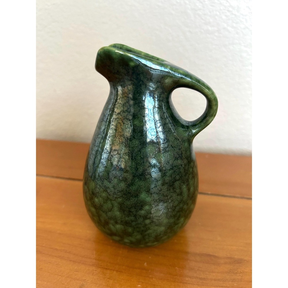 Vintage Ceramic Pitcher Frogskin Glaze Cruet Stamped USA‎